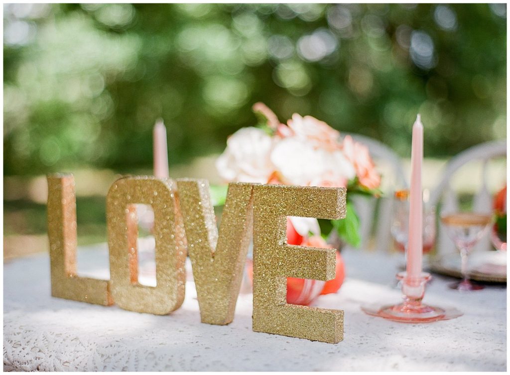Love glitter letters for sweetheart table