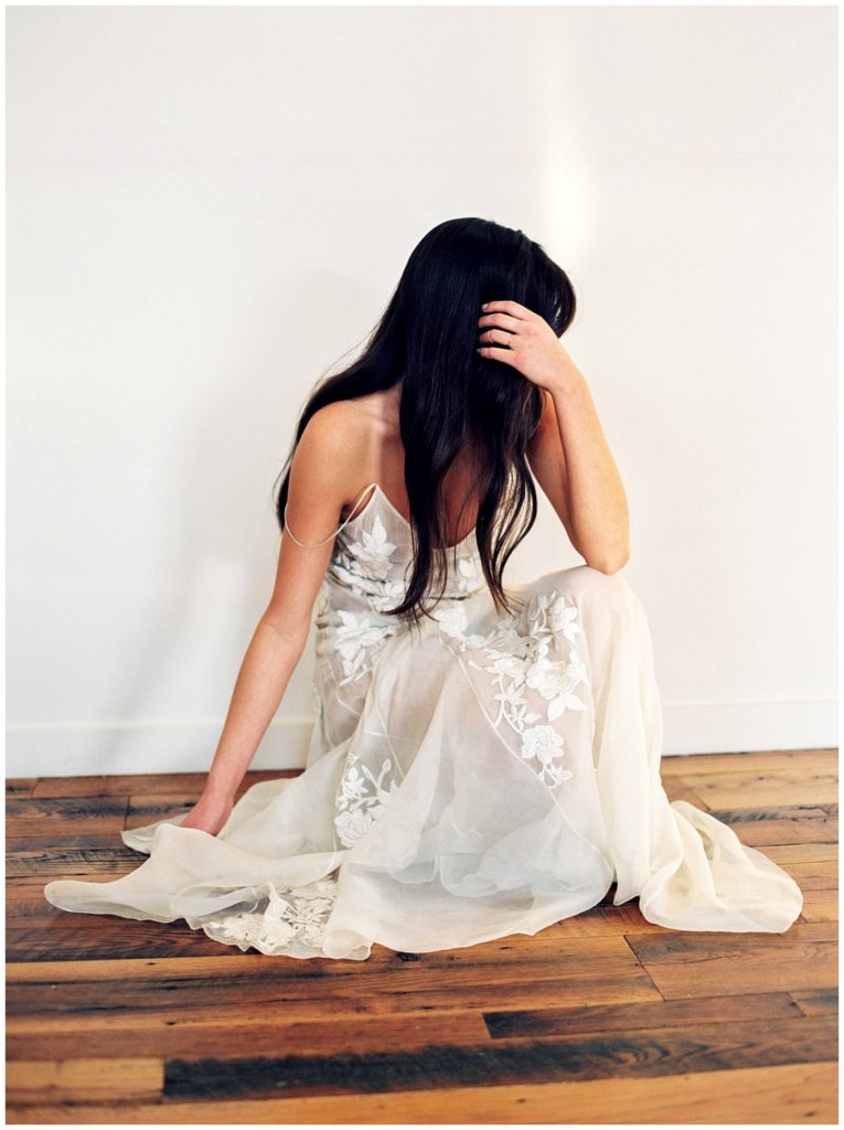 Sheer lace wedding dress || The Ganeys