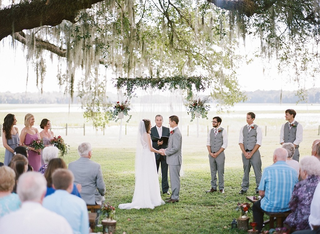 Wedding ceremony at Lakeside ranch