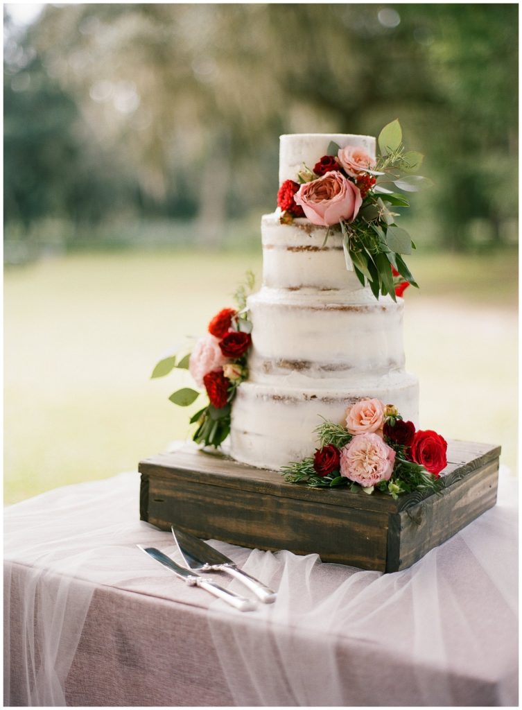 Semi naked cake with roses, boho wedding, Oh So Classy Events || The Ganeys
