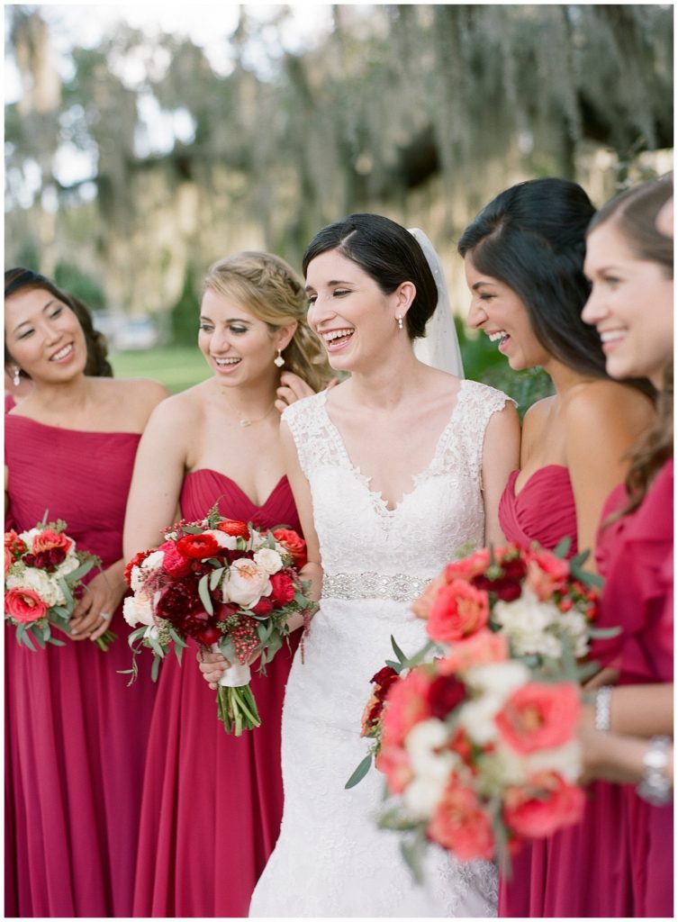 Crimson bridesmaids dresses for fall wedding || The Ganeys