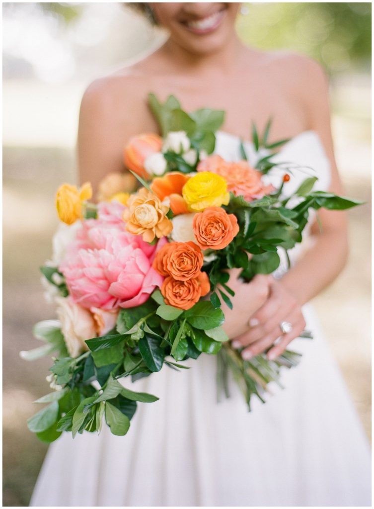 Pink and orange bouquet, Braun's Fine Flowers at Casa Lantana || The Ganeys