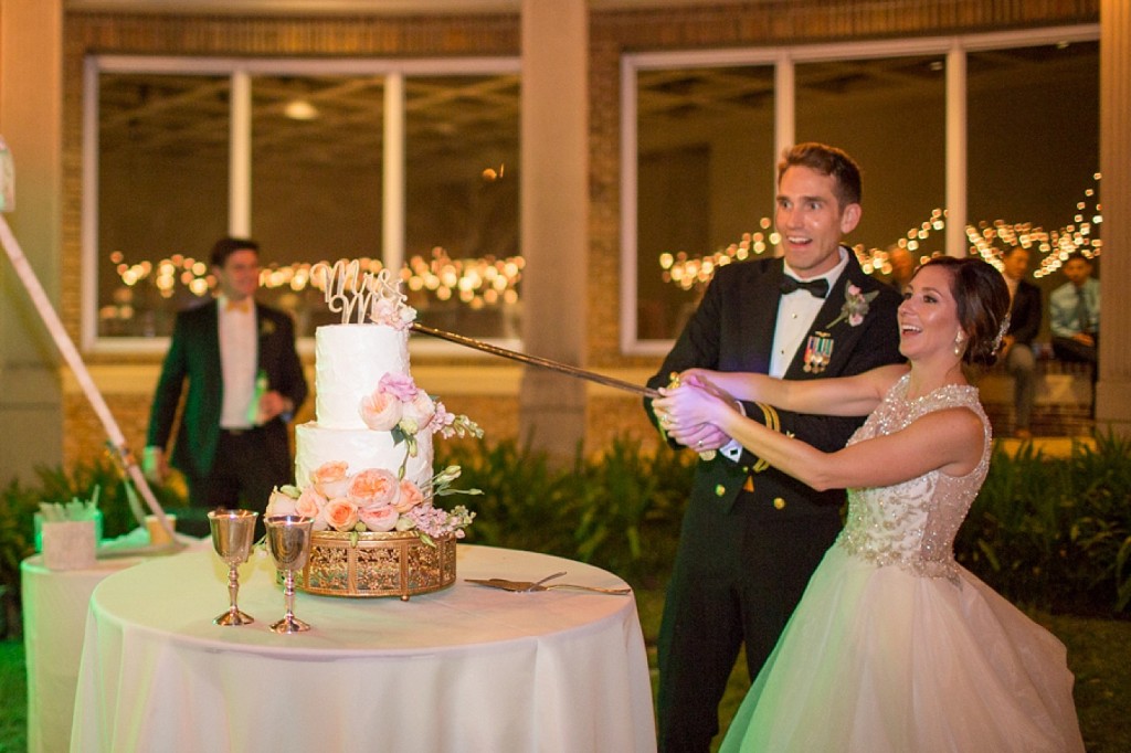 cutting cake with sword tradition