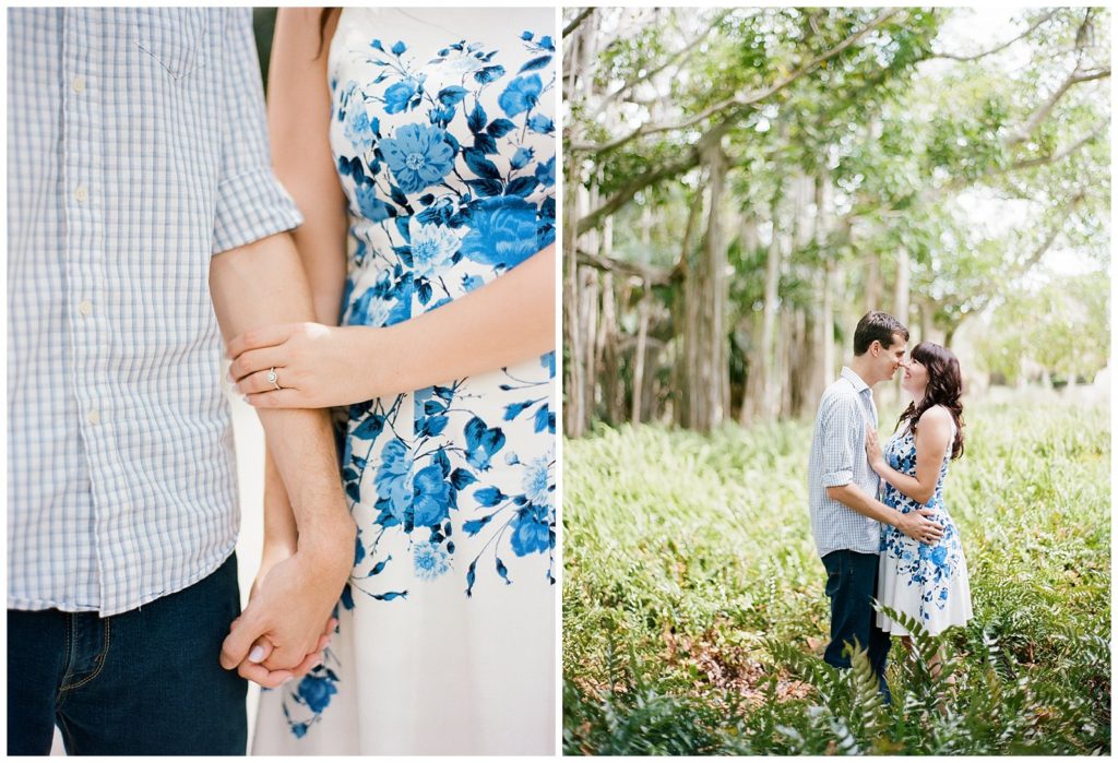 Blue and white dress for engagement photos