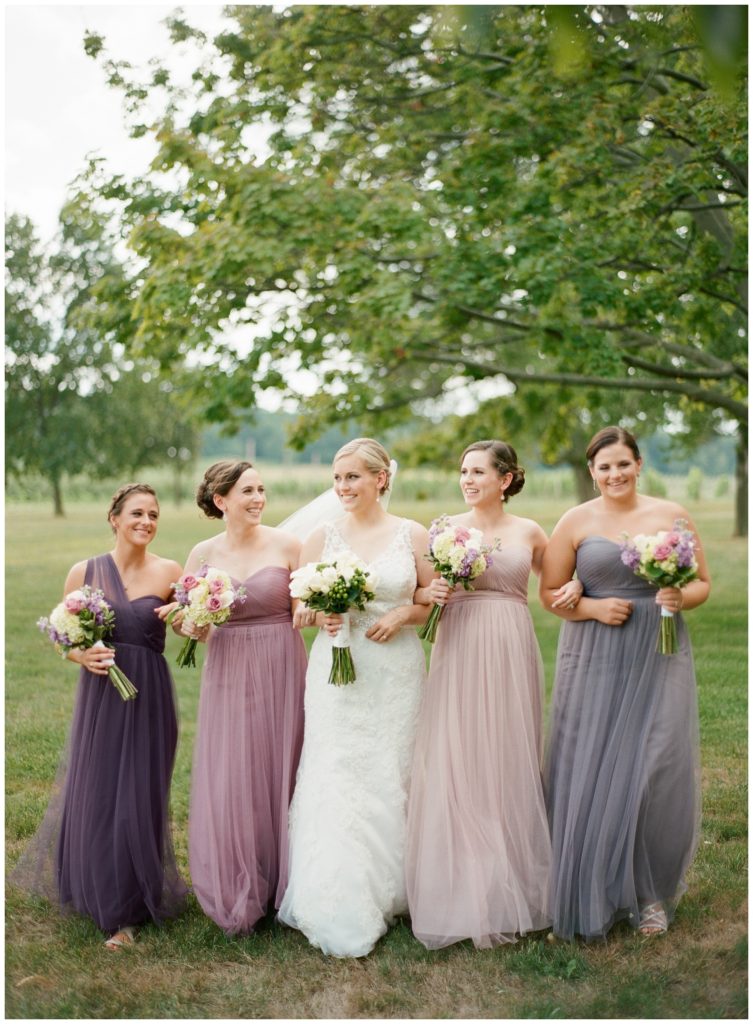 Shades of purple bridesmaids dresses || The Ganeys
