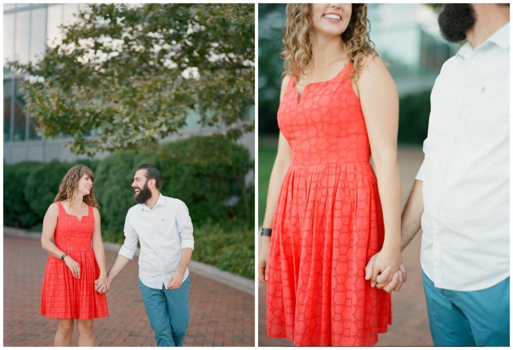 Red dress for engagement session