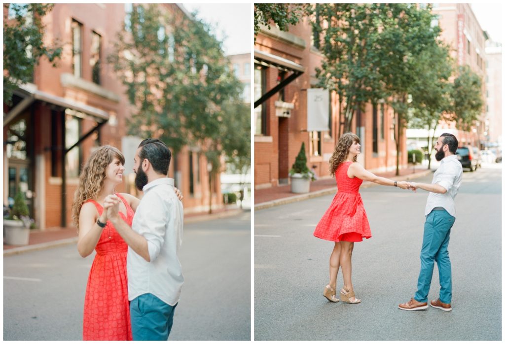 morning engagement session in Boston