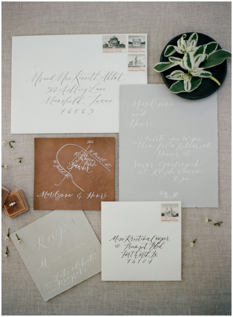 Leather wedding invitations || The Ganeys