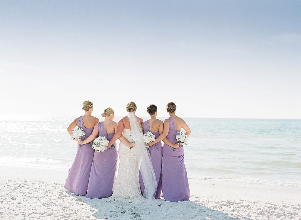 purple bridesmaid dresses at the beach