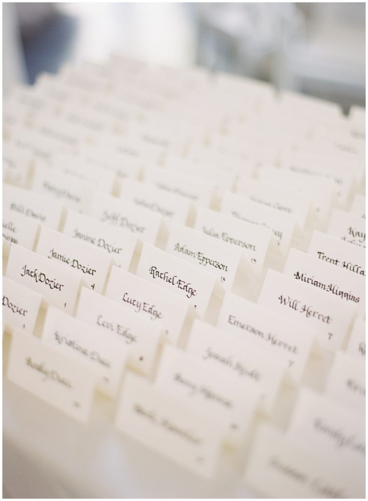 Escort cards calligraphy || The Ganeys