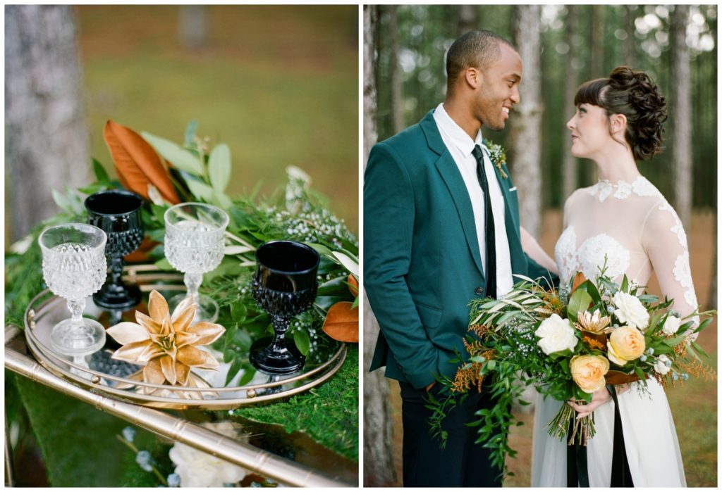 Black, green, and gold wedding inspiration || The Ganeys 
