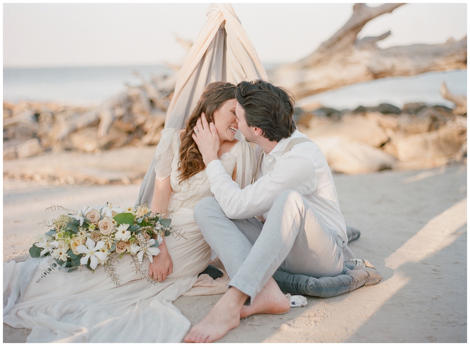 Intimate Wedding on Driftwood Beach on Jekyll Island - The Ganeys