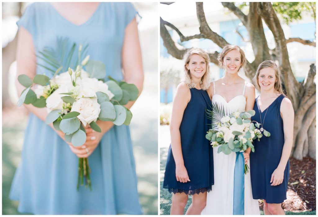 Shades of blue for bridesmaids