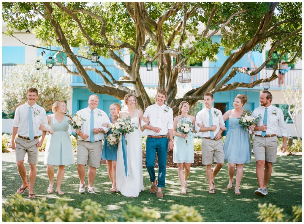 shades of blue wedding party