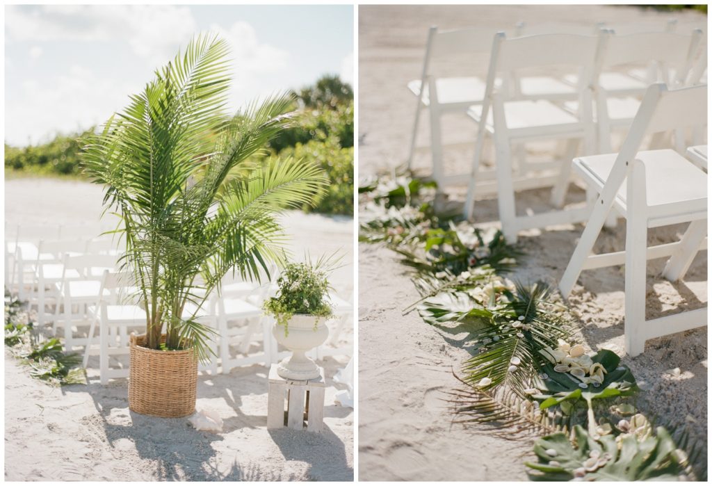 Beach wedding ceremony setup