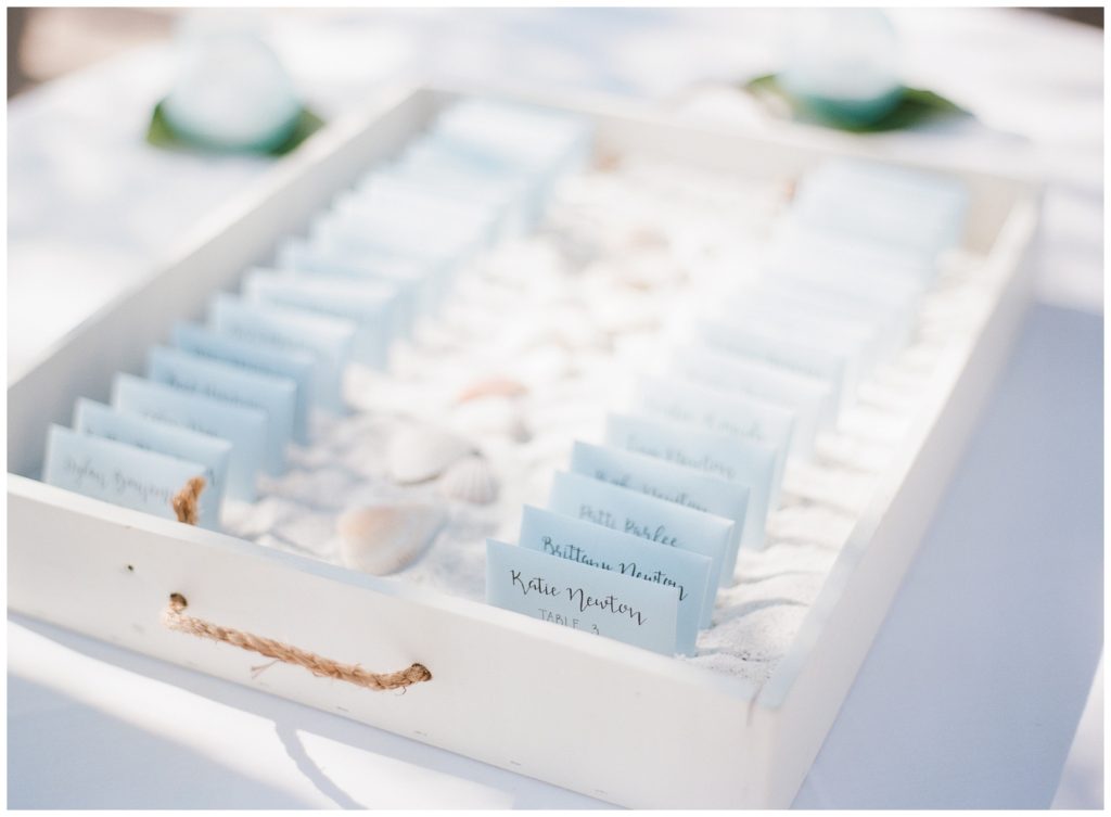 Escort card display with personal notes to each guest
