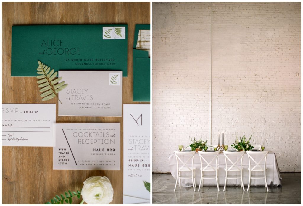 Forest Green wedding invitaitons