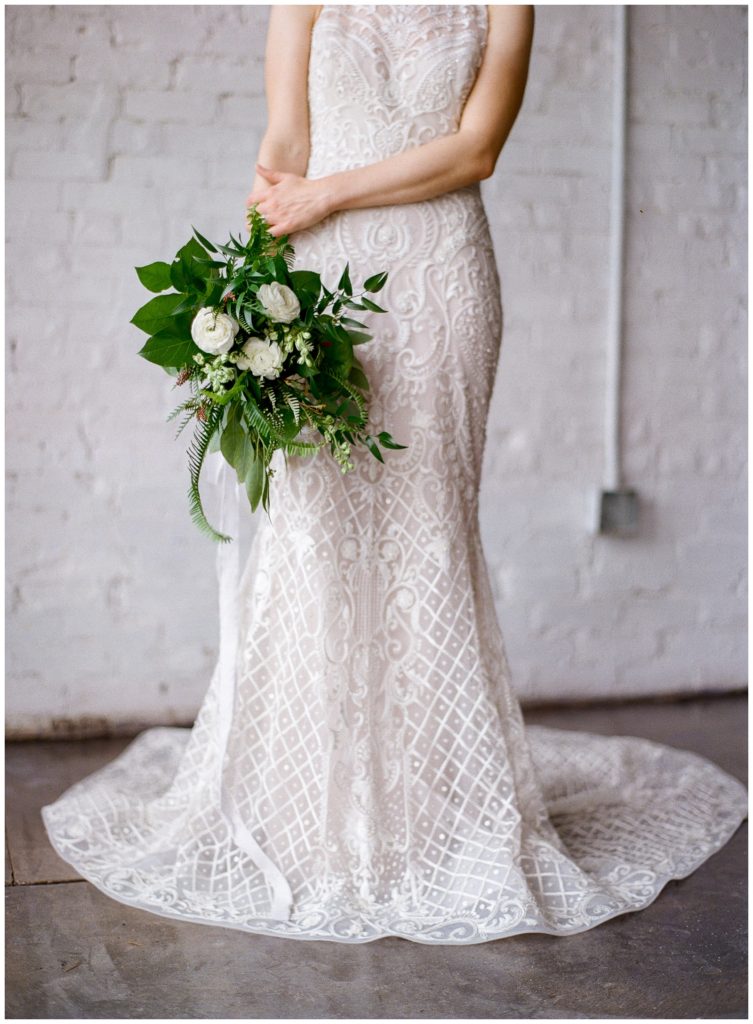 Lace, beaded wedding dress || The Ganeys