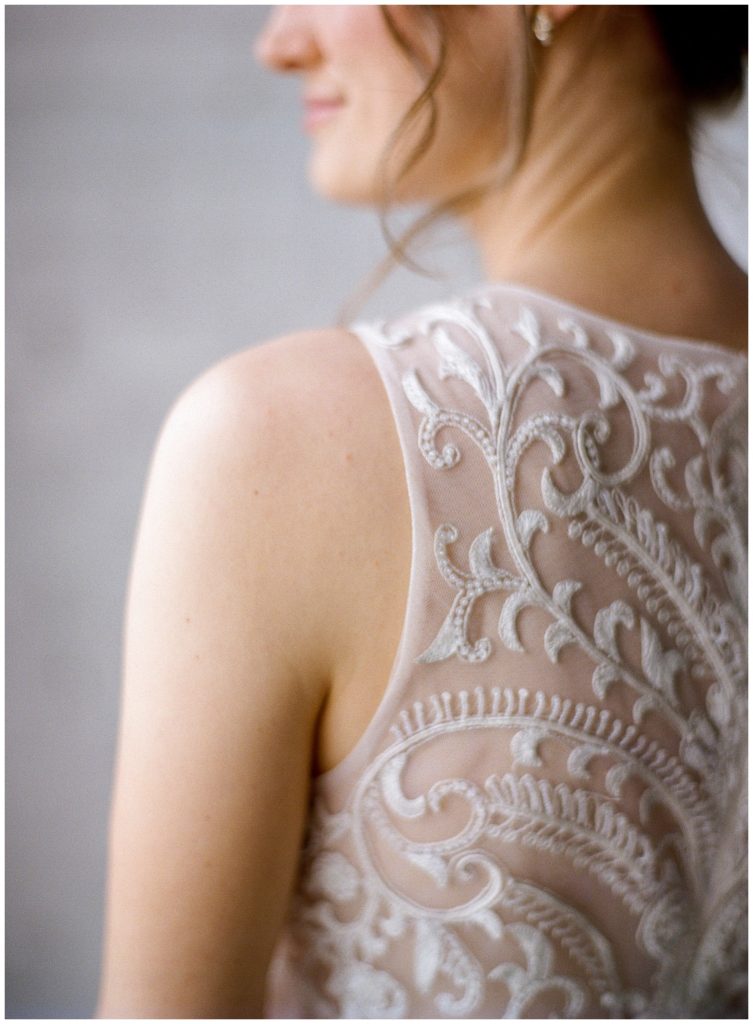 Illusion back lace wedding dress || The Ganeys