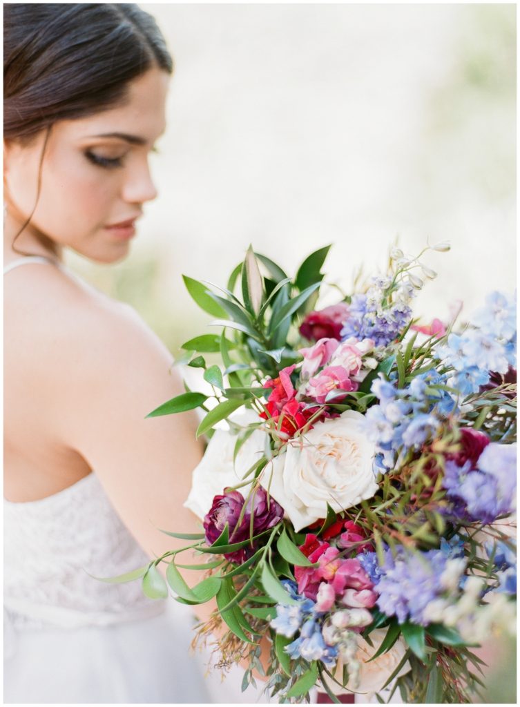 Maroon and blue wedding bouquet by Flowers by Lesley || The Ganeys