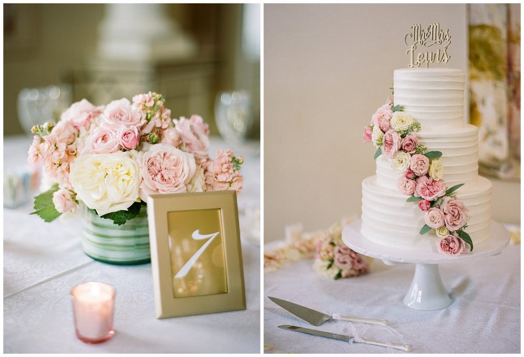 Elegant white cake with flowers