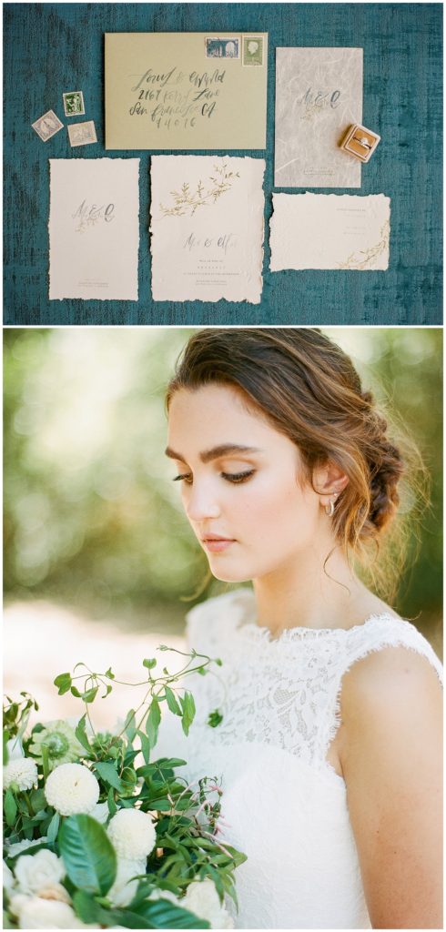 Elliston Vineyards Wedding with Greenery invitation by Andi Meija and bridal look by Makeup by Quis || The Ganeys