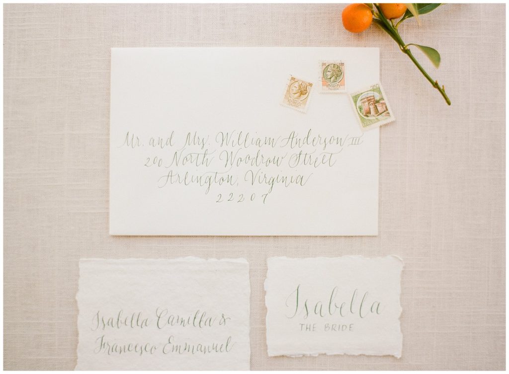 simple calligraphy for wedding envelope