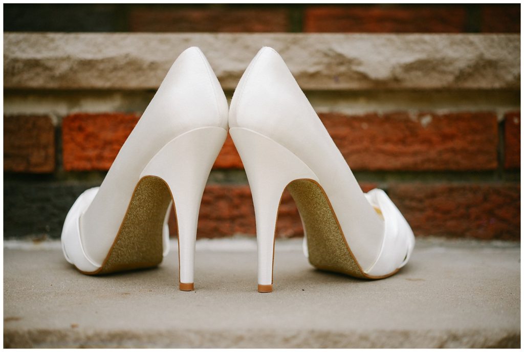 white bridal heels with sparkles