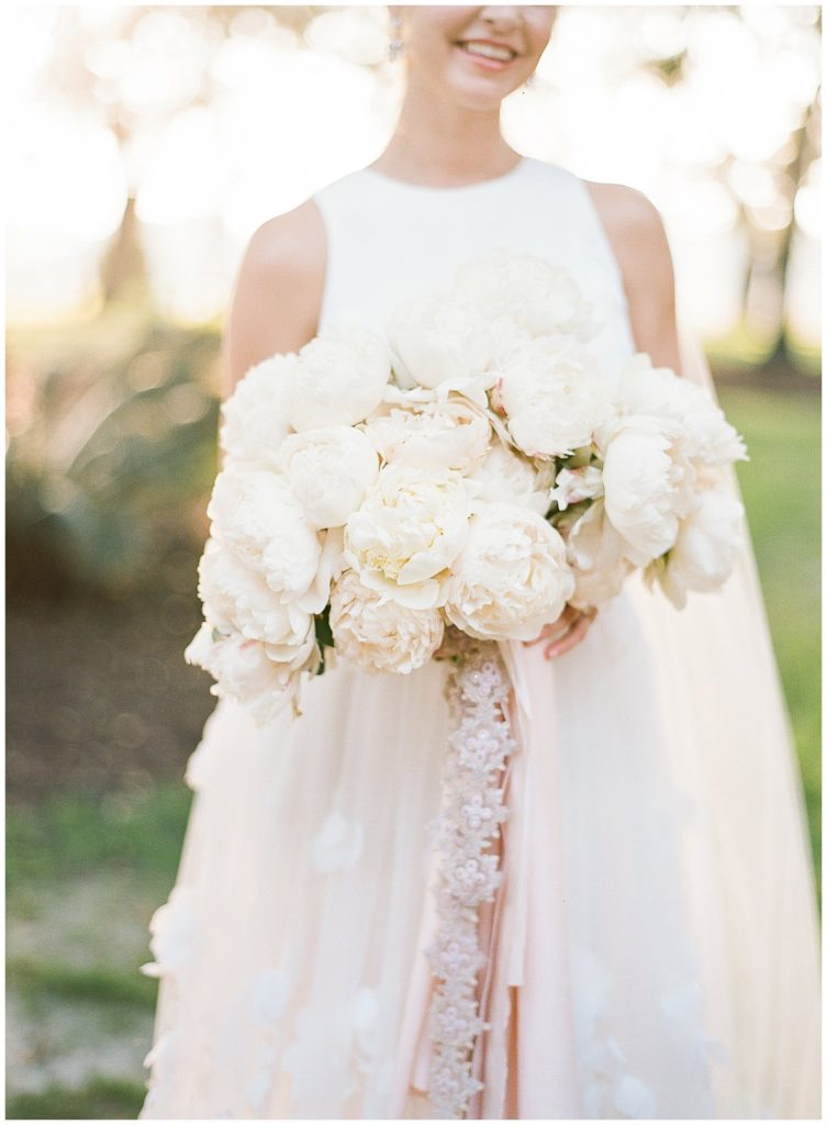 All white peony bouquet || The Ganeys