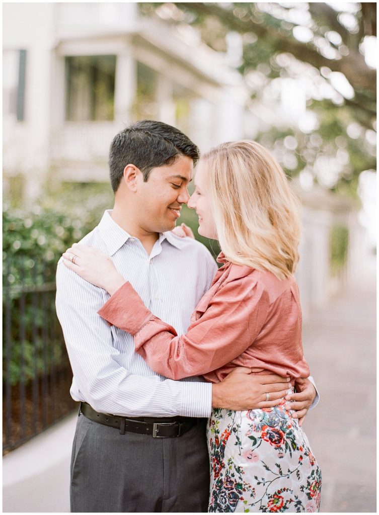 apricot top with floral skirt engagement outfit || The Ganeys