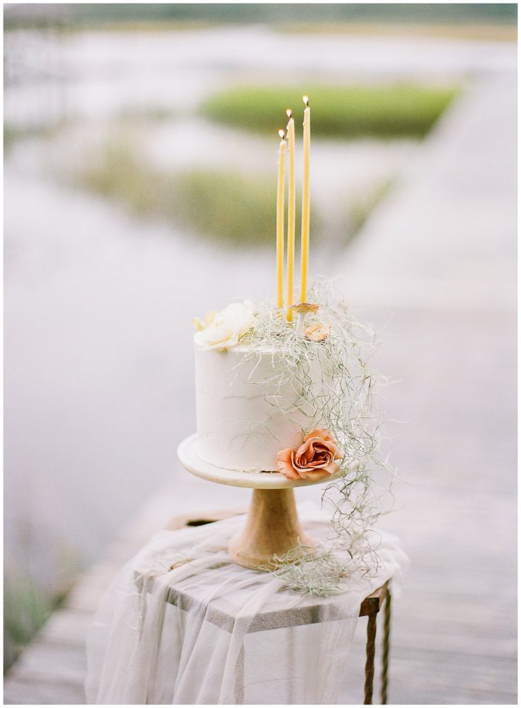 Simple wedding cake at RiverOaks || The Ganeys