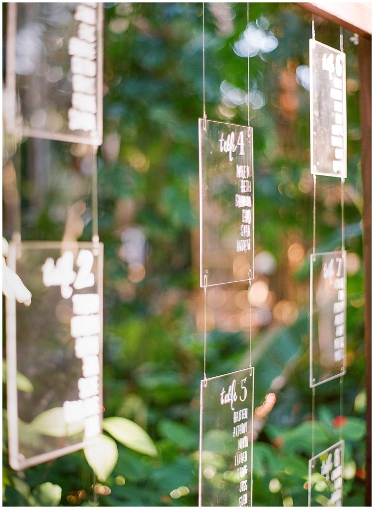 Acrylic seating chart by Palm Trees to Peonies || The Ganeys