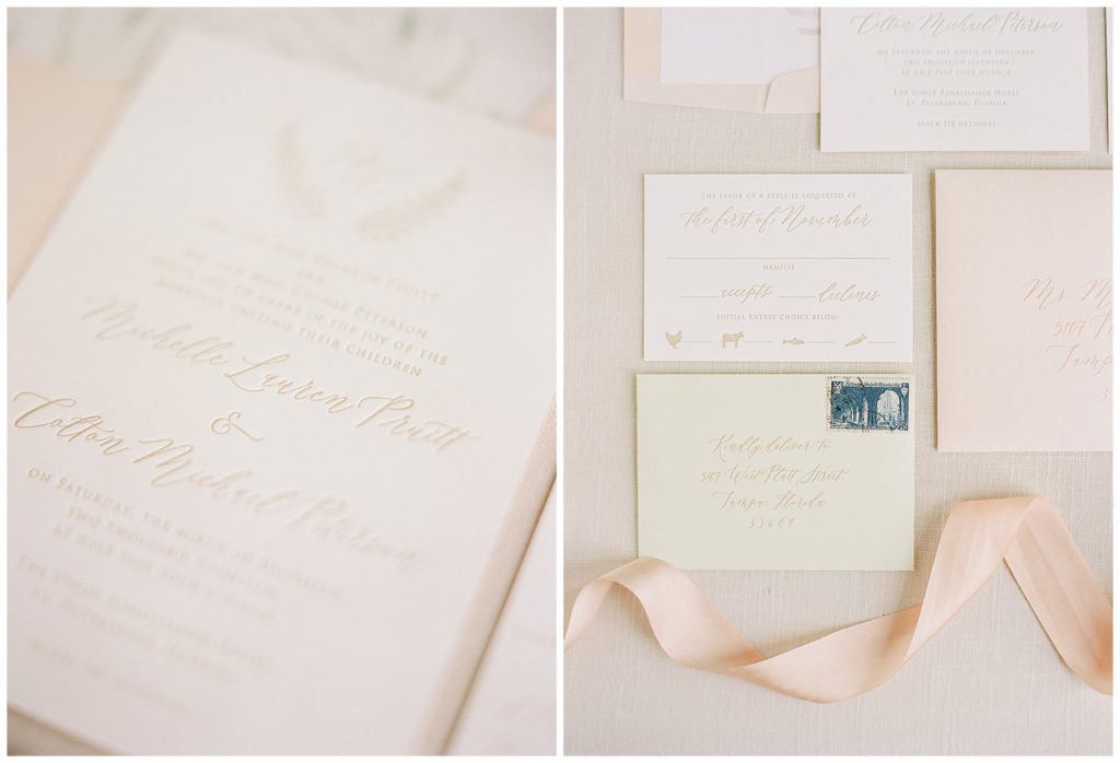 Custom embossed wedding invitations