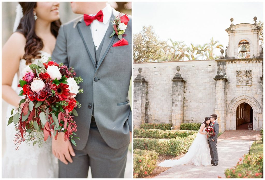Red and pink wedding at Ancient Spanish Monastery