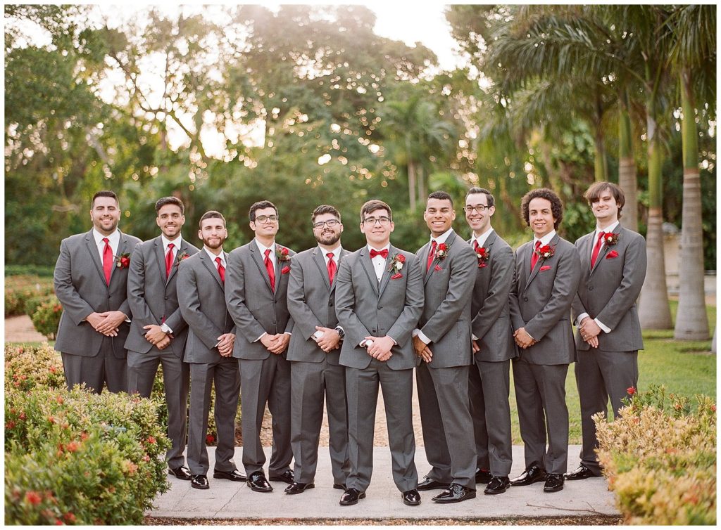 Grey and red groomsmen
