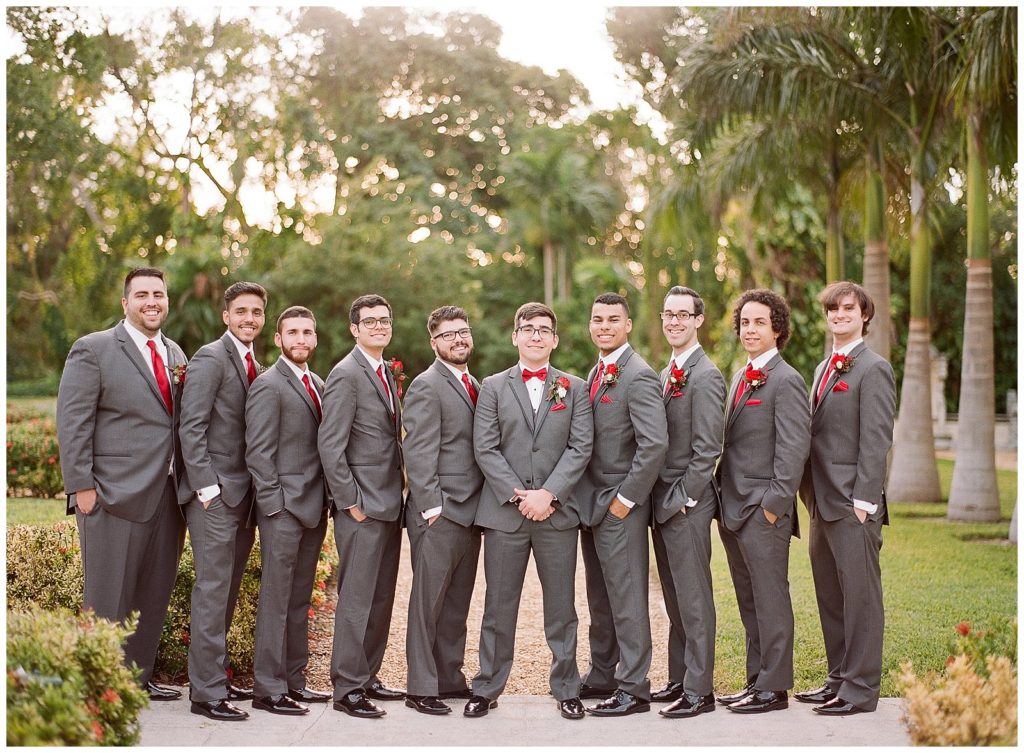 Gray and red groomsmen