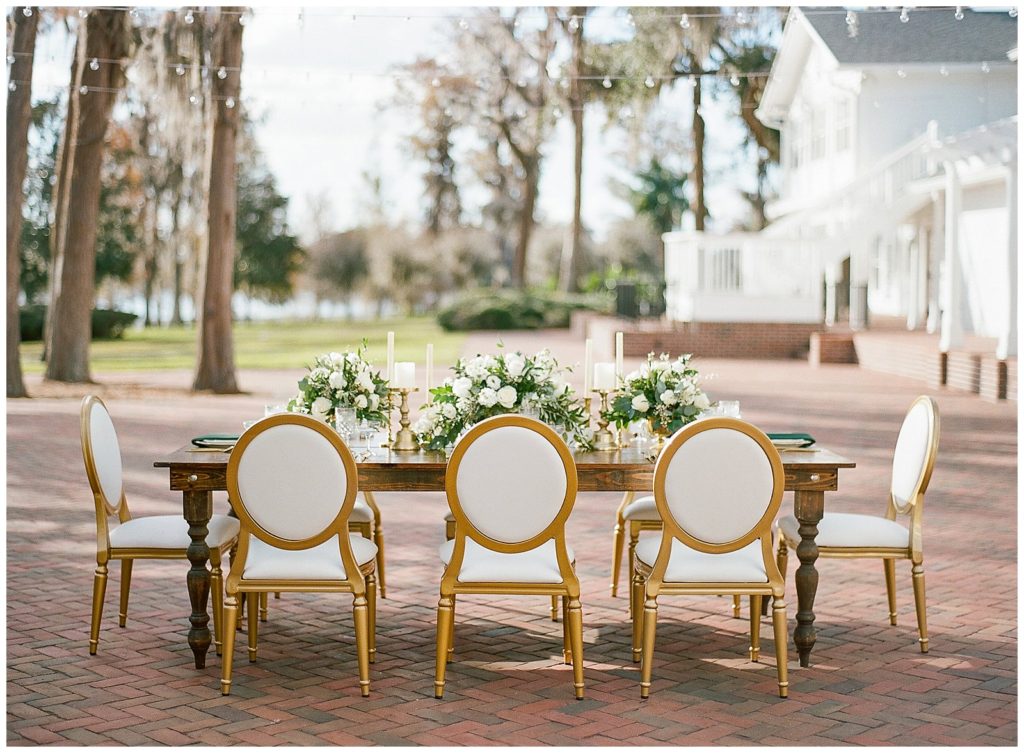 Outdoor reception at Cypress Grove Estate House with RW Rentals and Plan It Events