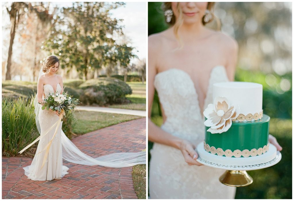 Emerald and gold wedding cake from Sugar Sugar
