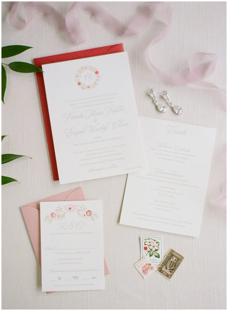 A+P Lettepress Wedding Invitations in Red and Blush || The Ganeys