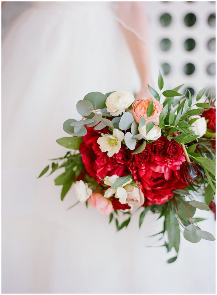 Red peony bouquet by FH Weddings, planned by Bourbon and Blush Events || The Ganeys