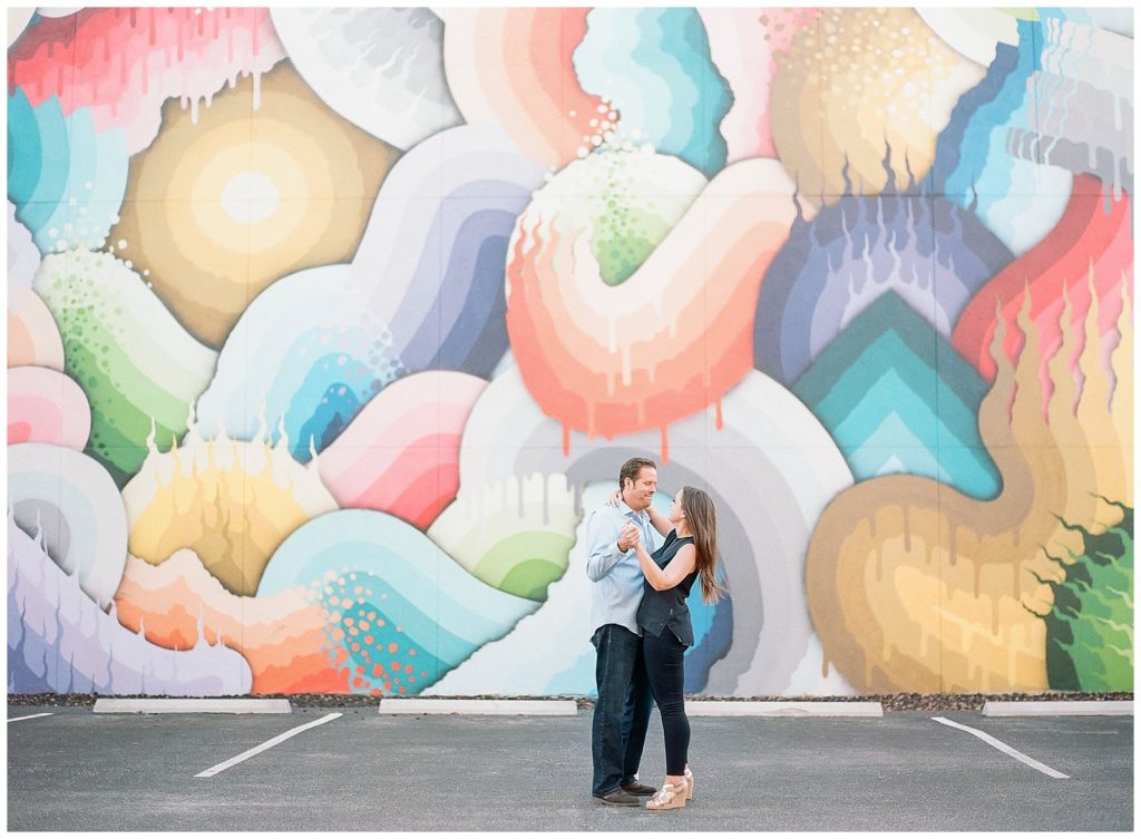 Colorful murals engagement photos 
