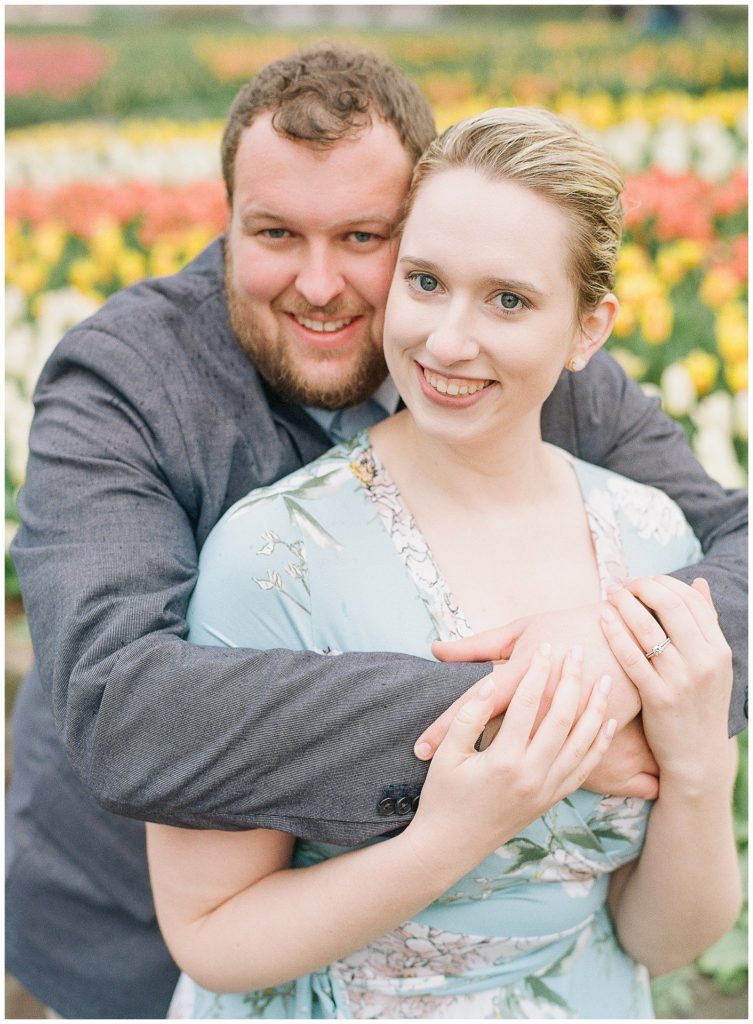 Light blue floral dress engagement photos || The Ganeys