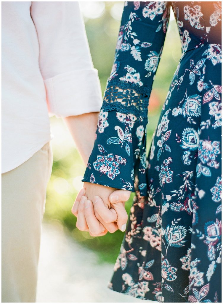 Blue floral print dress engagement photos || The Ganeys