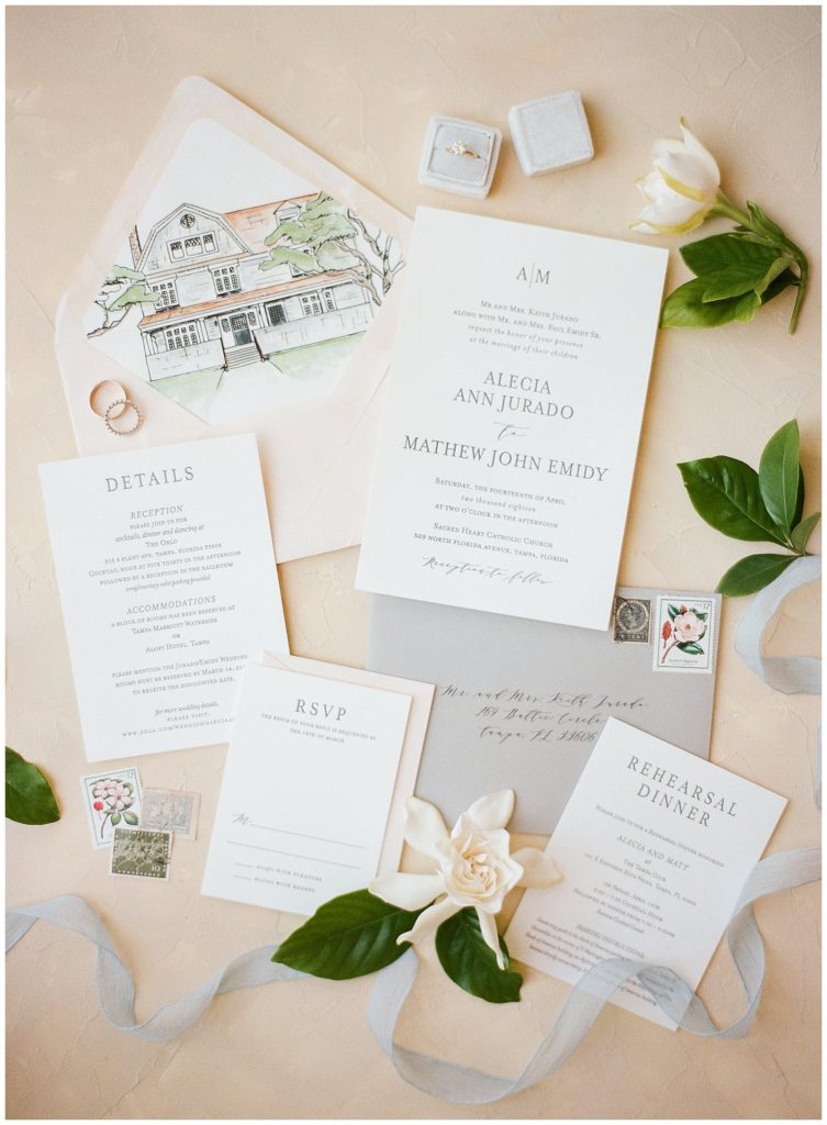 A&P Design Co Letterpress Stationery with watercolor envelope liner || The Ganeys