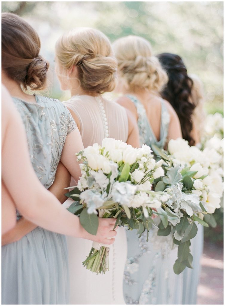 Dusty Blue bridesmaids dresses for wedding at The Orlo planned by Bourbon & Blush Events || The Ganeys