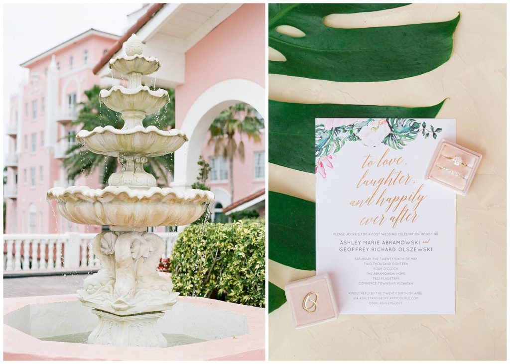 EVR Paper Co. custom wedding invitations for a tropical wedding at the Don CeSar