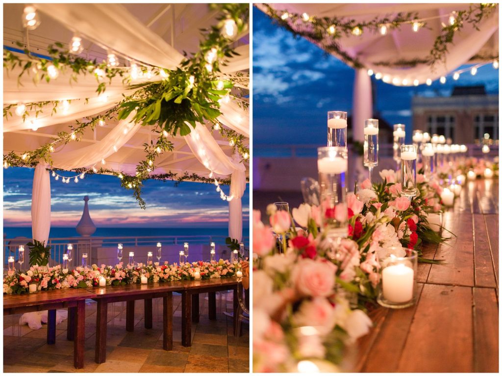 Tropical wedding inspiration at dusk with Tres Chic Southern Weddings and FH Events