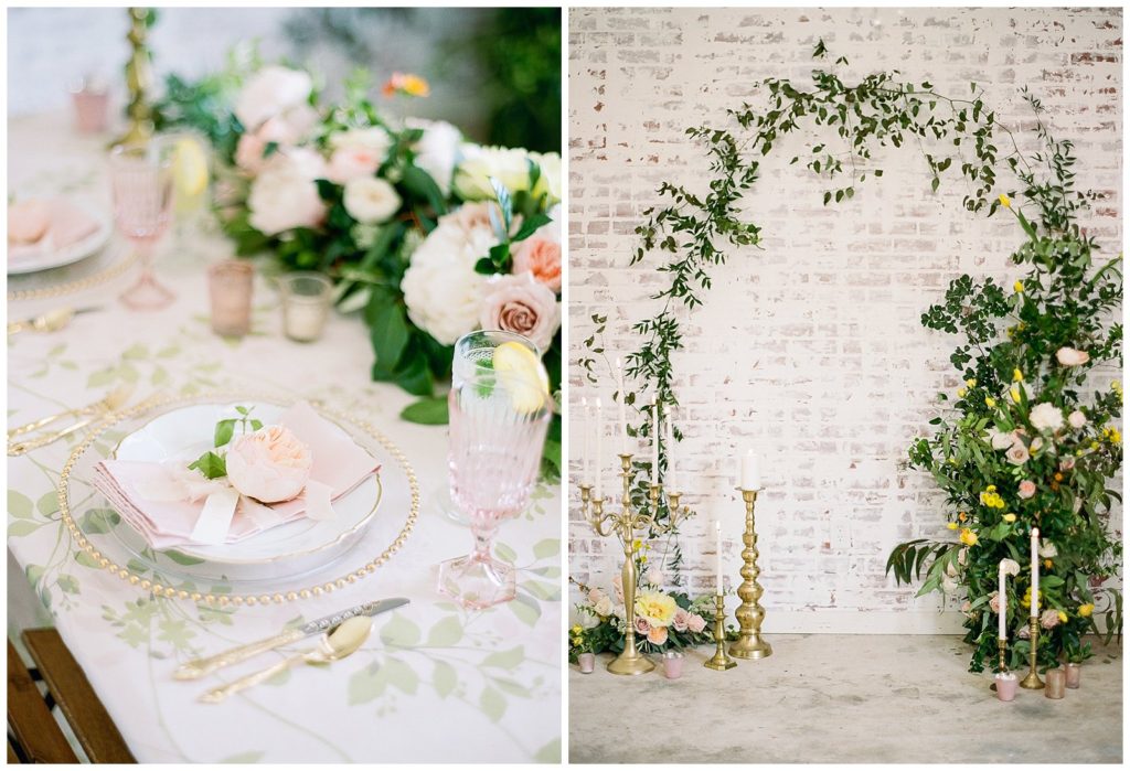 Greenery floral ceremony backdrop