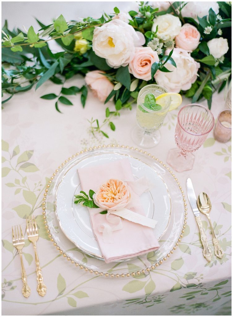 Spring wedding inspiration with patterned linen
