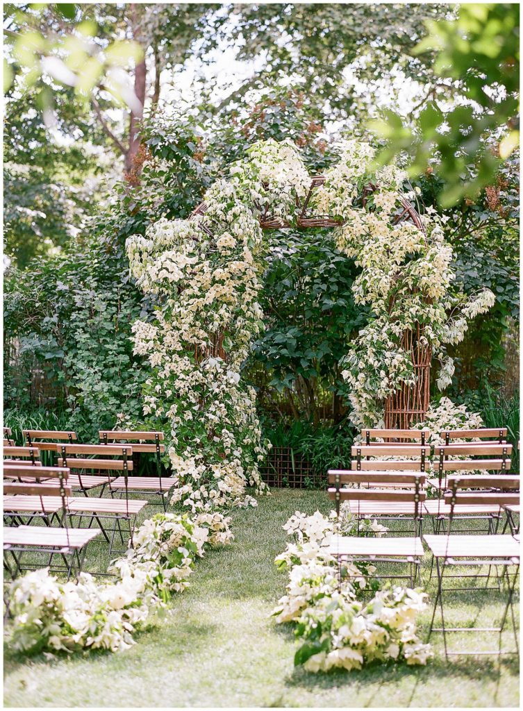 Dogwood wedding ceremony fine art wedding ceremony at The Corson Building by Gather Design Company || The Ganeys